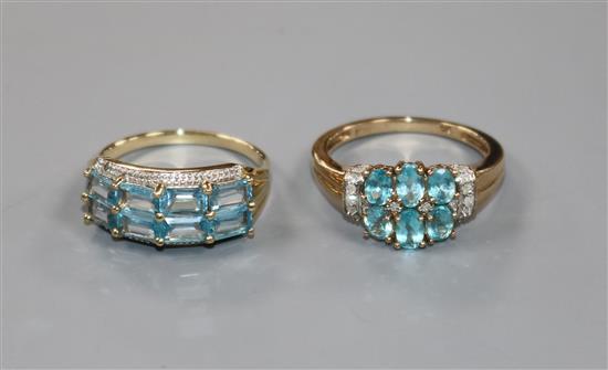 Two 9ct gold gem set rings.